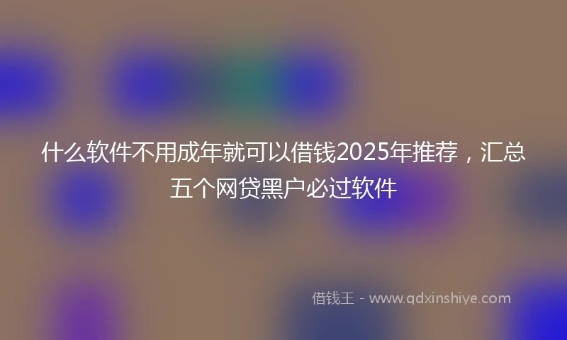 什么软件不用成年就可以借钱2025年推荐，汇总五个网贷黑户必过软件