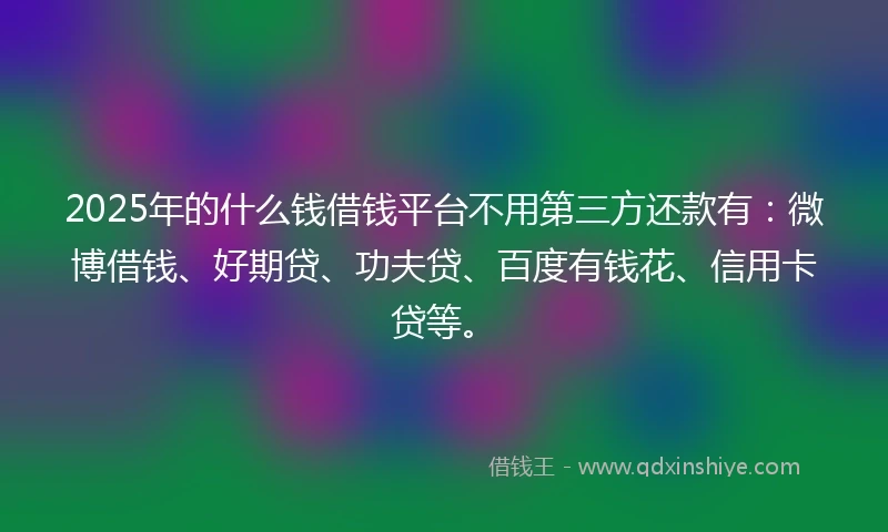 2025年的什么钱借钱平台不用第三方还款有：微博借钱、好期贷、功夫贷、百度有钱花、信用卡贷等。