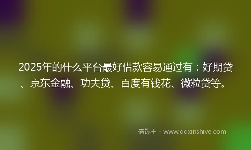 2025年的什么平台最好借款容易通过有：好期贷、京东金融、功夫贷、百度有钱花、微粒贷等。