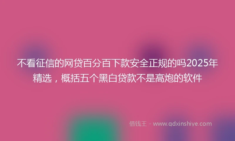 不看征信的网贷百分百下款安全正规的吗2025年精选，概括五个黑白贷款不是高炮的软件