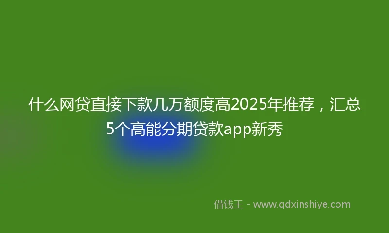 什么网贷直接下款几万额度高2025年推荐，汇总5个高能分期贷款app新秀
