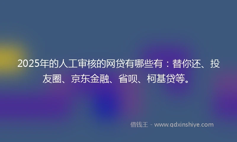 2025年的人工审核的网贷有哪些有：替你还、投友圈、京东金融、省呗、柯基贷等。
