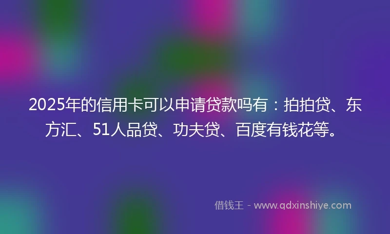 2025年的信用卡可以申请贷款吗有：拍拍贷、东方汇、51人品贷、功夫贷、百度有钱花等。