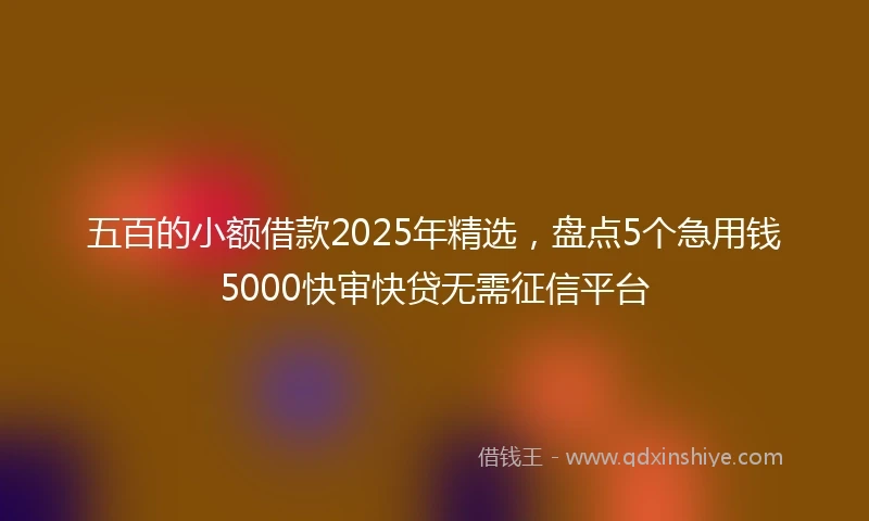 五百的小额借款2025年精选，盘点5个急用钱5000快审快贷无需征信平台