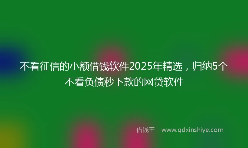 不看征信的小额借钱软件2025年精选，归纳5个不看负债秒下款的网贷软件