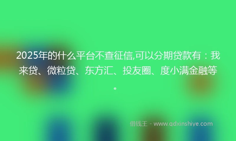 2025年的什么平台不查征信,可以分期贷款有：我来贷、微粒贷、东方汇、投友圈、度小满金融等。