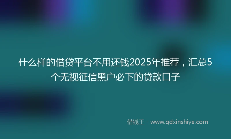 什么样的借贷平台不用还钱2025年推荐，汇总5个无视征信黑户必下的贷款口子