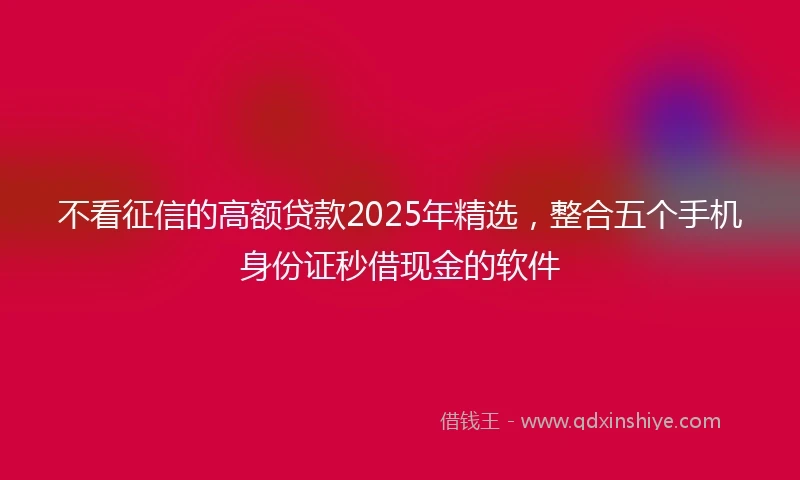 不看征信的高额贷款2025年精选，整合五个手机身份证秒借现金的软件