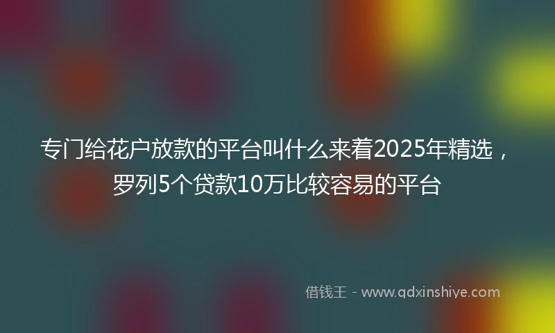 专门给花户放款的平台叫什么来着2025年精选，罗列5个贷款10万比较容易的平台