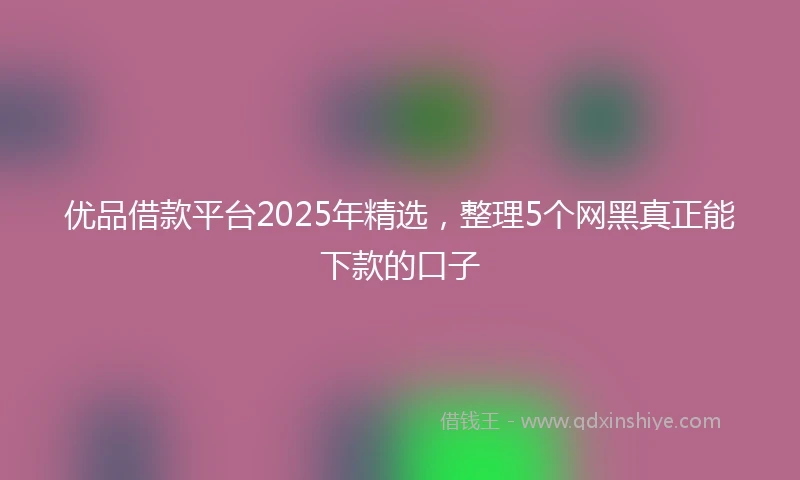 优品借款平台2025年精选，整理5个网黑真正能下款的口子