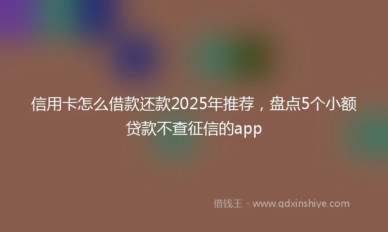 信用卡怎么借款还款2025年推荐，盘点5个小额贷款不查征信的app