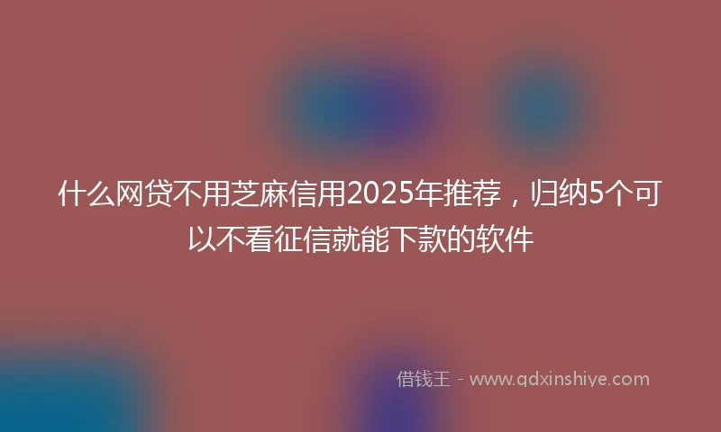 什么网贷不用芝麻信用2025年推荐，归纳5个可以不看征信就能下款的软件