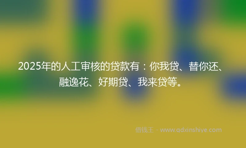 2025年的人工审核的贷款有：你我贷、替你还、融逸花、好期贷、我来贷等。