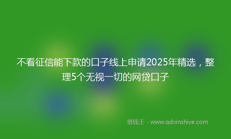 不看征信能下款的口子线上申请2025年精选，整理5个无视一切的网贷口子