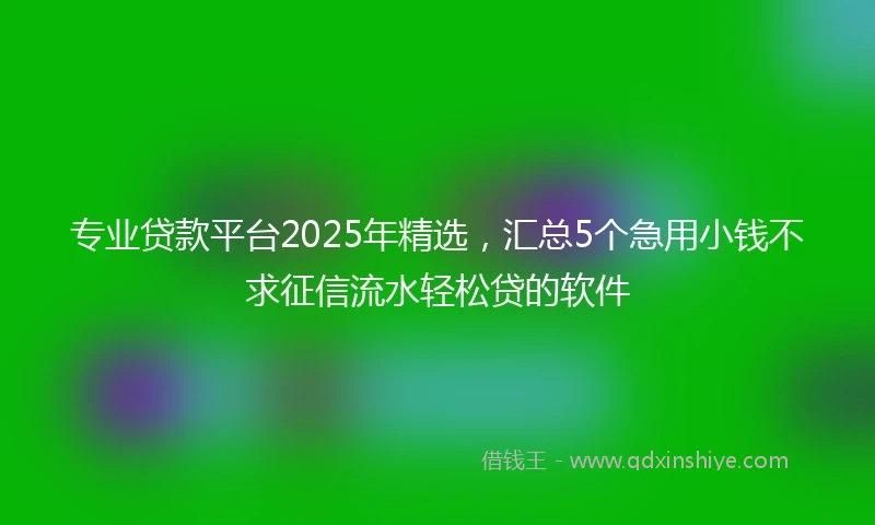 专业贷款平台2025年精选，汇总5个急用小钱不求征信流水轻松贷的软件