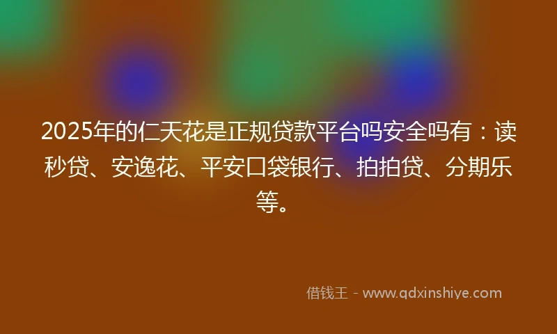 2025年的仁天花是正规贷款平台吗安全吗有：读秒贷、安逸花、平安口袋银行、拍拍贷、分期乐等。