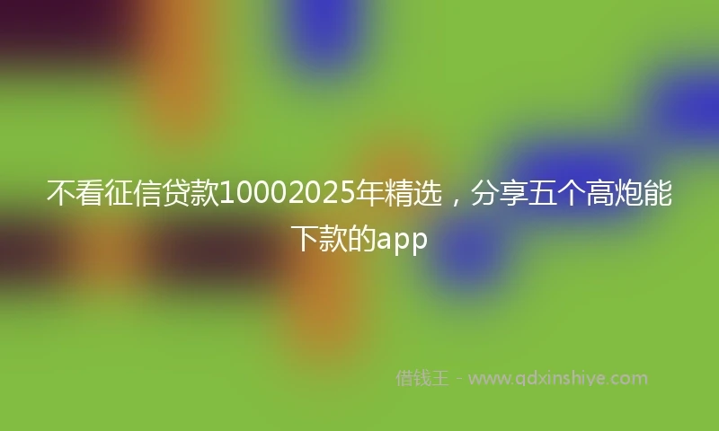 不看征信贷款10002025年精选，分享五个高炮能下款的app