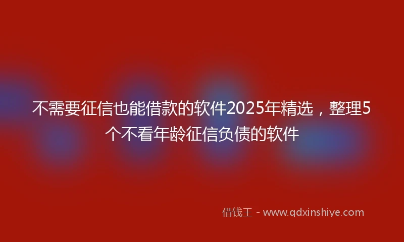 不需要征信也能借款的软件2025年精选，整理5个不看年龄征信负债的软件