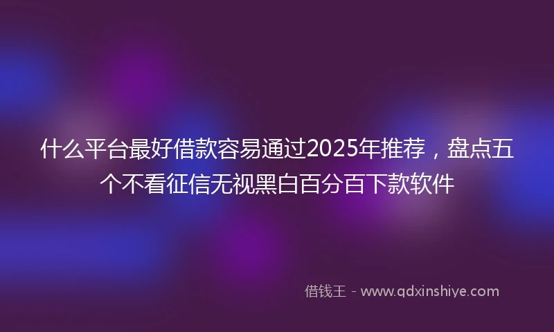 什么平台最好借款容易通过2025年推荐，盘点五个不看征信无视黑白百分百下款软件