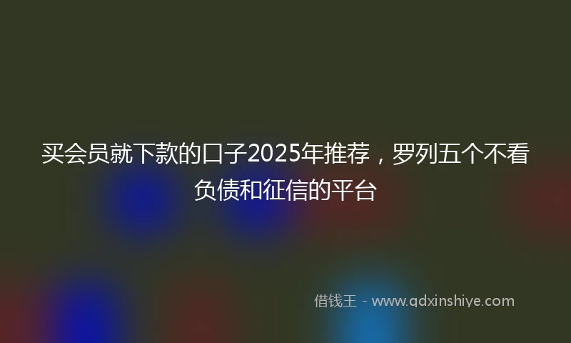 买会员就下款的口子2025年推荐，罗列五个不看负债和征信的平台