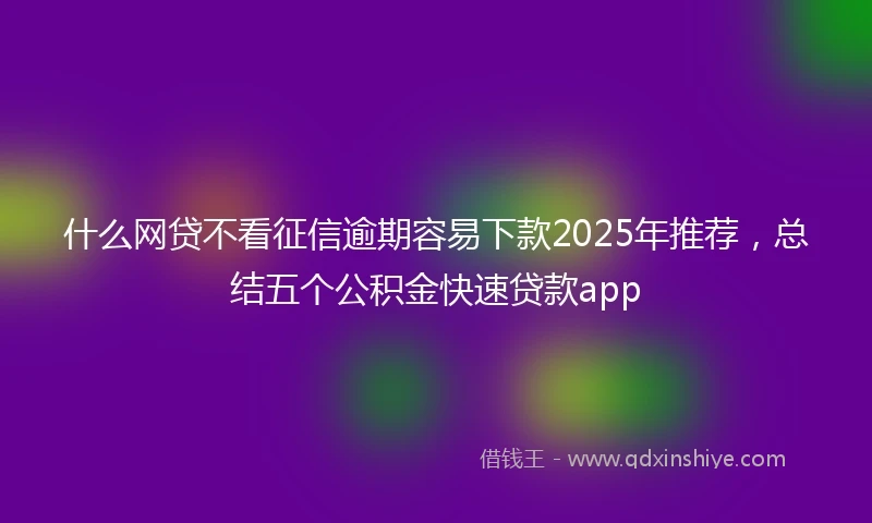 什么网贷不看征信逾期容易下款2025年推荐，总结五个公积金快速贷款app