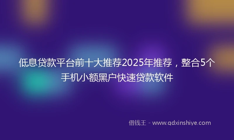 低息贷款平台前十大推荐2025年推荐，整合5个手机小额黑户快速贷款软件