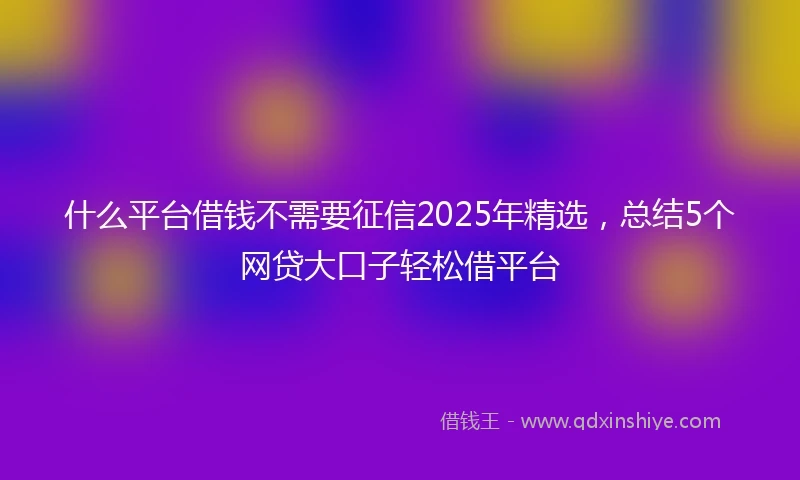 什么平台借钱不需要征信2025年精选，总结5个网贷大口子轻松借平台