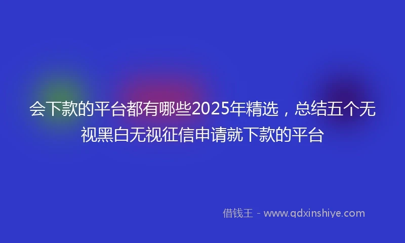 会下款的平台都有哪些2025年精选，总结五个无视黑白无视征信申请就下款的平台