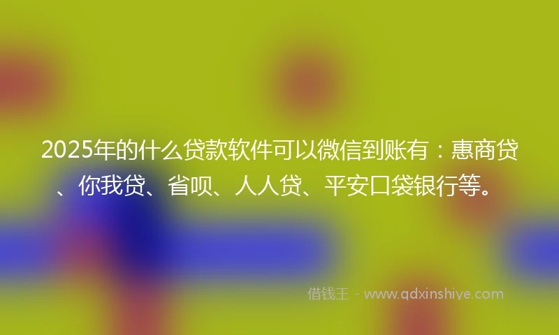 2025年的什么贷款软件可以微信到账有：惠商贷、你我贷、省呗、人人贷、平安口袋银行等。