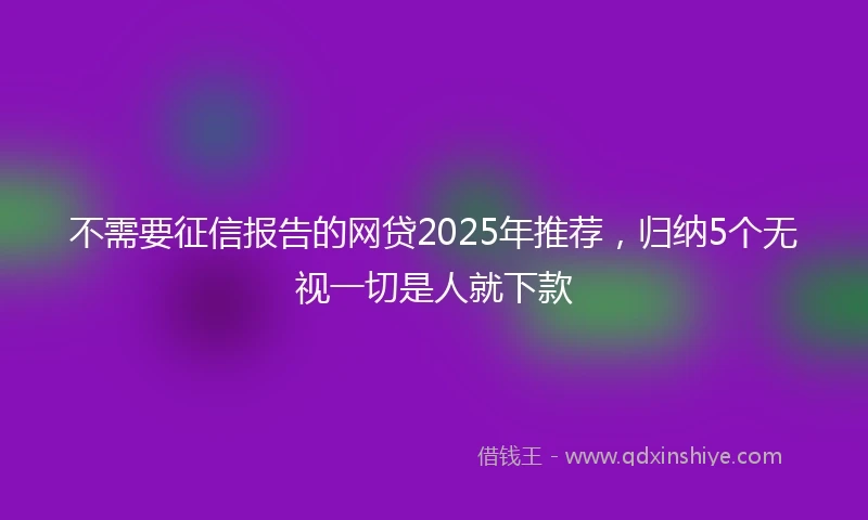 不需要征信报告的网贷2025年推荐，归纳5个无视一切是人就下款