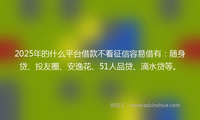 2025年的什么平台借款不看征信容易借有：随身贷、投友圈、安逸花、51人品贷、滴水贷等。