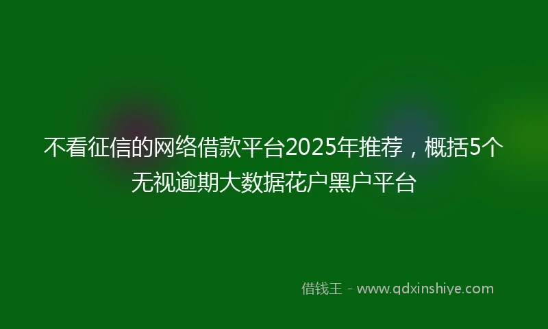 不看征信的网络借款平台2025年推荐，概括5个无视逾期大数据花户黑户平台