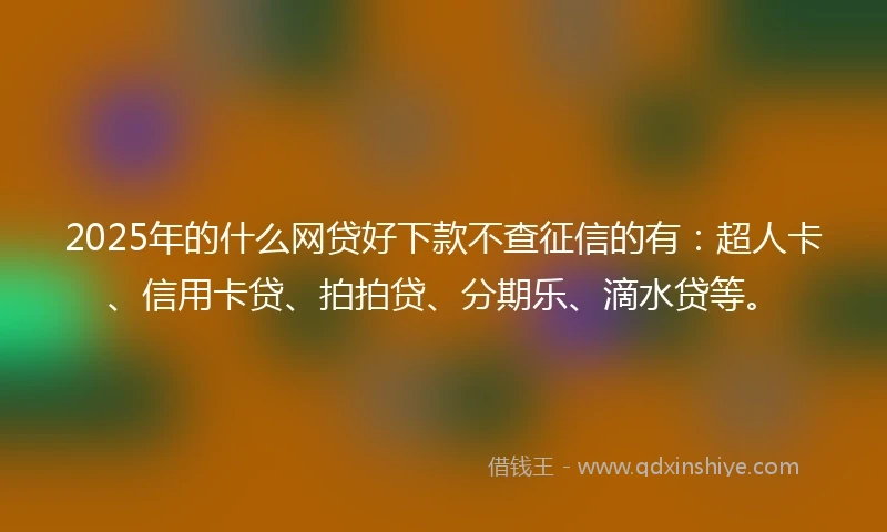 2025年的什么网贷好下款不查征信的有：超人卡、信用卡贷、拍拍贷、分期乐、滴水贷等。