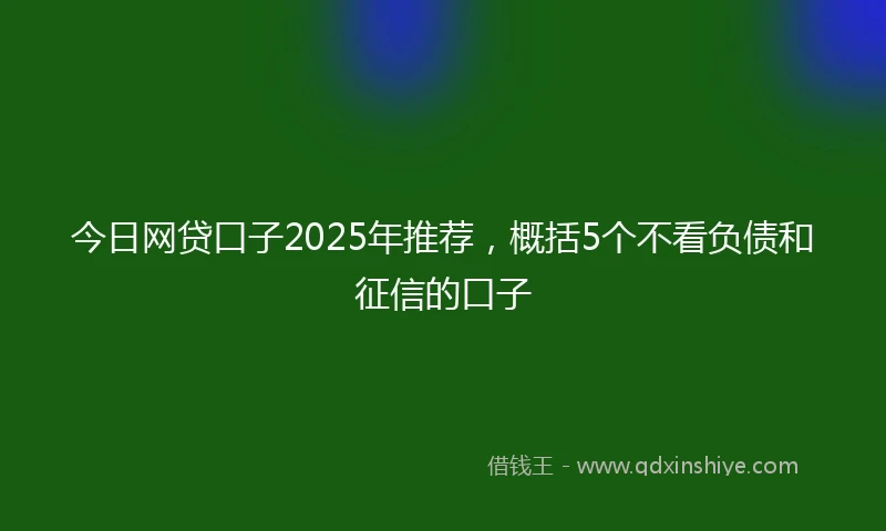 今日网贷口子2025年推荐，概括5个不看负债和征信的口子