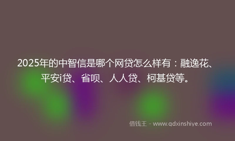 2025年的中智信是哪个网贷怎么样有：融逸花、平安i贷、省呗、人人贷、柯基贷等。