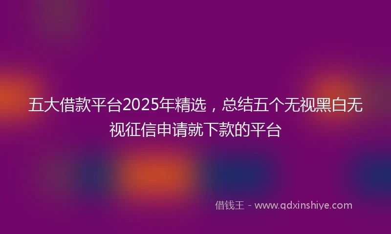 五大借款平台2025年精选，总结五个无视黑白无视征信申请就下款的平台