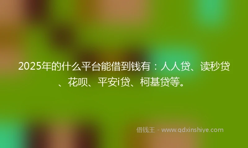 2025年的什么平台能借到钱有：人人贷、读秒贷、花呗、平安i贷、柯基贷等。