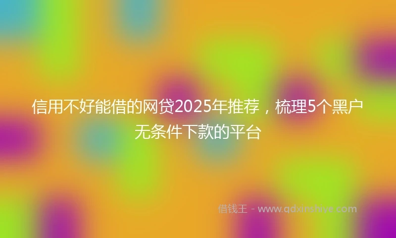 信用不好能借的网贷2025年推荐，梳理5个黑户无条件下款的平台