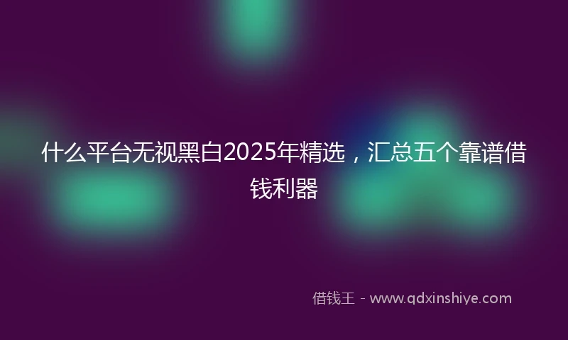 什么平台无视黑白2025年精选，汇总五个靠谱借钱利器