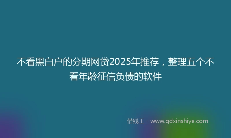 不看黑白户的分期网贷2025年推荐，整理五个不看年龄征信负债的软件