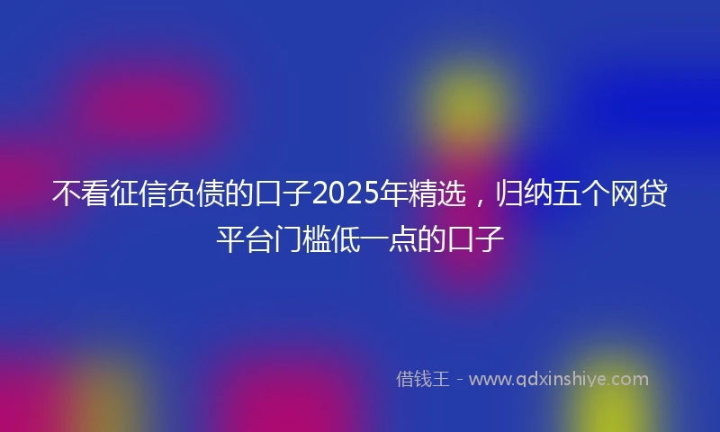 不看征信负债的口子2025年精选，归纳五个网贷平台门槛低一点的口子