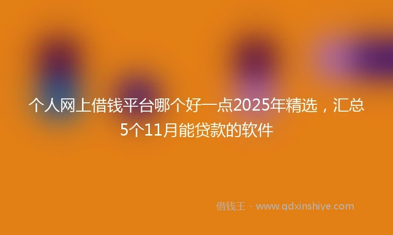 个人网上借钱平台哪个好一点2025年精选，汇总5个11月能贷款的软件