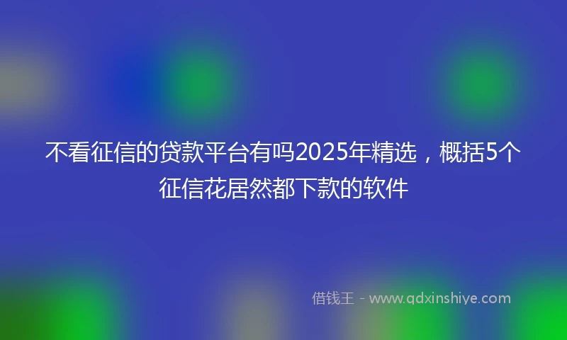 不看征信的贷款平台有吗2025年精选，概括5个征信花居然都下款的软件