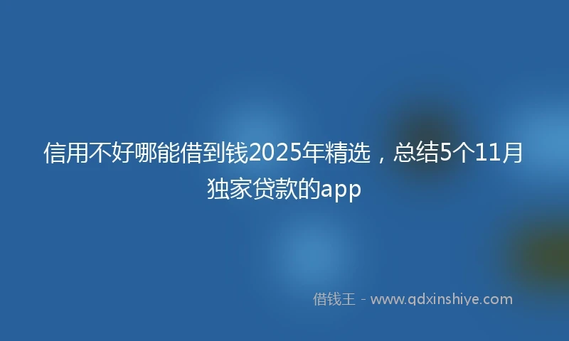 信用不好哪能借到钱2025年精选，总结5个11月独家贷款的app
