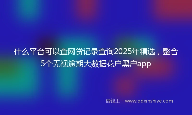 什么平台可以查网贷记录查询2025年精选，整合5个无视逾期大数据花户黑户app