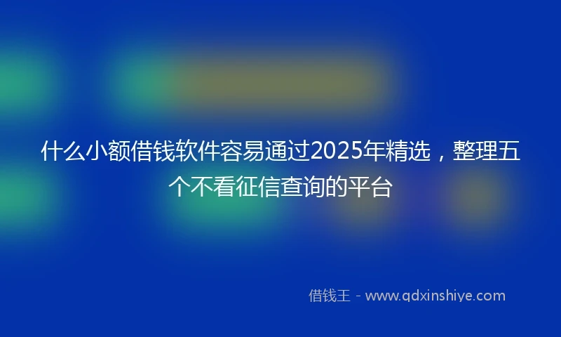 什么小额借钱软件容易通过2025年精选，整理五个不看征信查询的平台