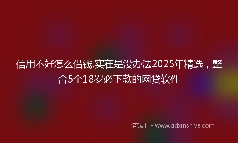 信用不好怎么借钱,实在是没办法2025年精选，整合5个18岁必下款的网贷软件