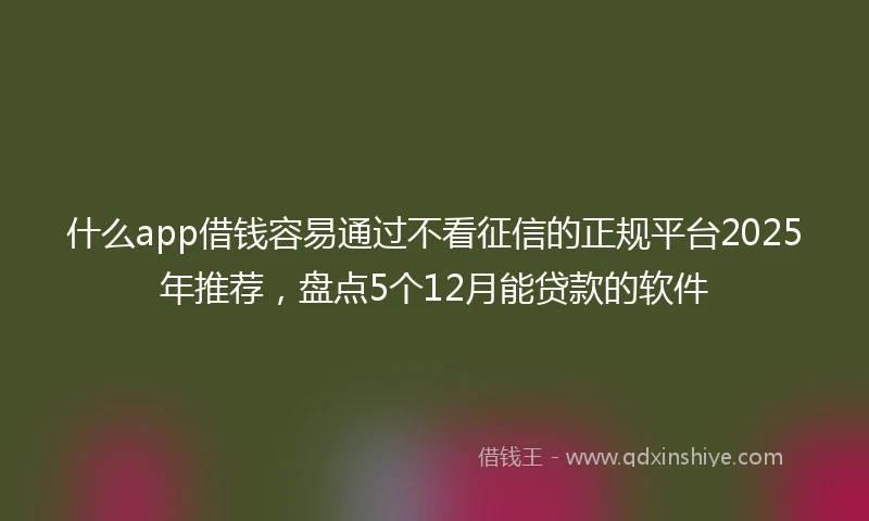 什么app借钱容易通过不看征信的正规平台2025年推荐，盘点5个12月能贷款的软件