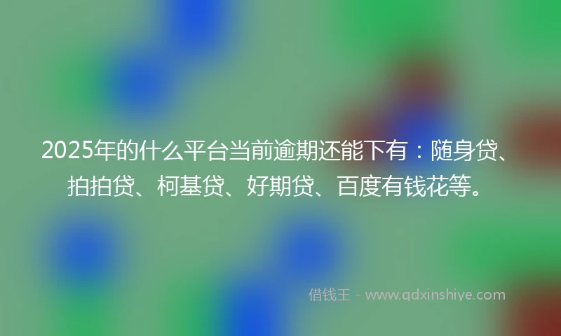 2025年的什么平台当前逾期还能下有：随身贷、拍拍贷、柯基贷、好期贷、百度有钱花等。