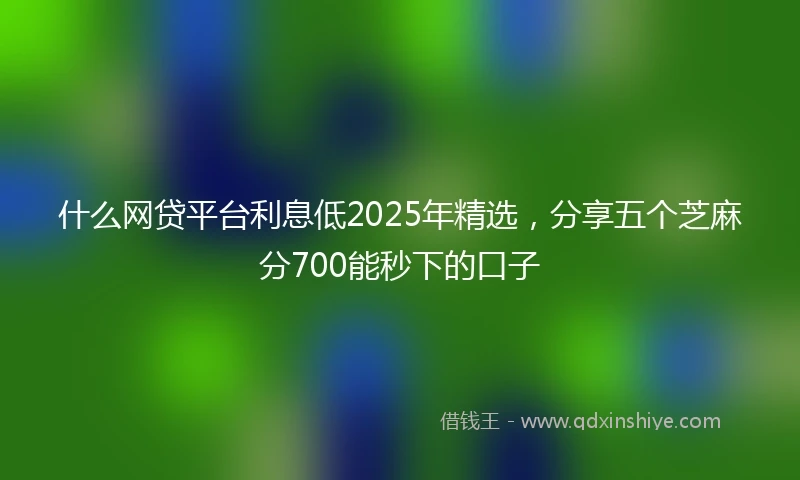什么网贷平台利息低2025年精选，分享五个芝麻分700能秒下的口子